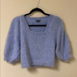 Fuzzy Blue Square Neck Sweater, Size S, Wild Fable